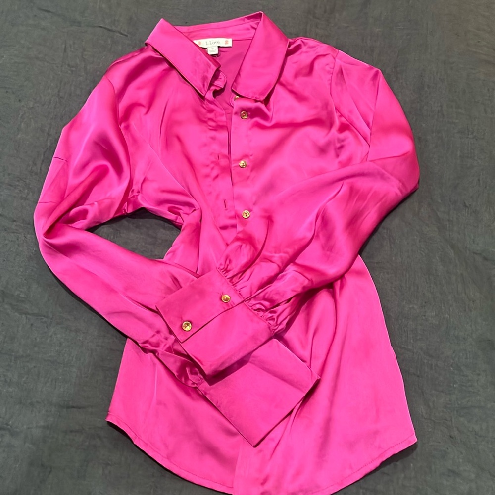 Pink satin shirt